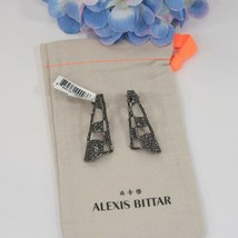 Alexis Bittar Crystal Modern Georgian Checkerboard Fan Gunmetal Earrings NWT - £94.57 GBP