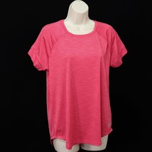 Reebok Women&#39;s Short Sleeve Athletic Shirt L Large Pink Heather Rounded Hem EUC - £14.05 GBP
