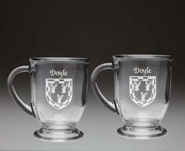 Doyle Irish Coat of Arms Glass Coffee Mugs - Set of 2 - £27.11 GBP