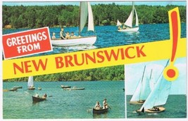 Postcard Greetings From New Brunswick Multi View Sailboats - £3.15 GBP