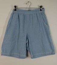 Vtg 90s Jaclyn Smith Sport M Light Wash Chambray Pull On Shorts Pockets - £17.86 GBP