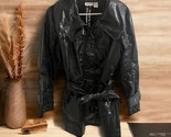 Chico’s Womens Jacket Coat Sz 2 Black Snake Print Mid Length Belted Ligh... - $39.59