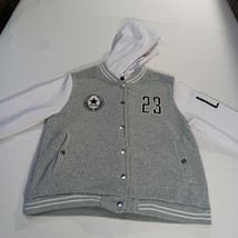 New Look Varsity Jacket #23 Youth Gray & White Snap Buttons Hoodie Size Large image 12