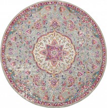4&#39; Pink And Gray Round Power Loom Area Rug - $1,764.28 MXN