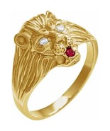 Diamond and Ruby Lion Head Ring in 14k Yellow, Rose or White Gold - $3,308.48 CAD+