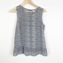 Kohls Womens Size XS Black White Stripe Ruffle Hem Sleeveless Blouse Top - $122.04 MXN