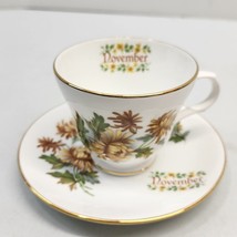 Crown Trent Staffordshire Bone China Footed Cup &amp; Saucer November Chrysanthemum - £10.82 GBP