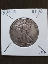 1936-D Walking Liberty Half Dollar - VF - Very Fine - 90% Silver - £22.15 GBP
