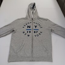 Aeropostale Men's Gray Full Zip Drawstring Hooded Sweatshirt Size Medium image 11