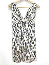 Diane Von Furstenberg Dress Sz 4 Silk Blend Black White Plunging Neckline - £38.94 GBP