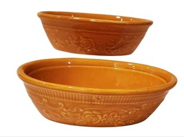 Homer Laughlin Ovenware Dish Lot of 2 Orange Genuine Oval Oven Serve Ware READ - £9.33 GBP