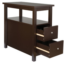 Chairside End Table 2 Drawer And Shelf Narrow Storage Keys Toys - £71.30 GBP