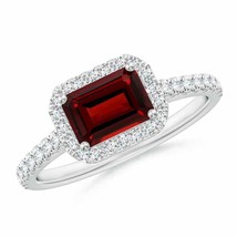 ANGARA 7x5mm Natural Garnet Halo Ring in Sterling Silver for Women, Girls - £517.17 GBP+