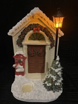 Yankee Candle Christmas front door tealight candle holder with Led pole light - $35.00