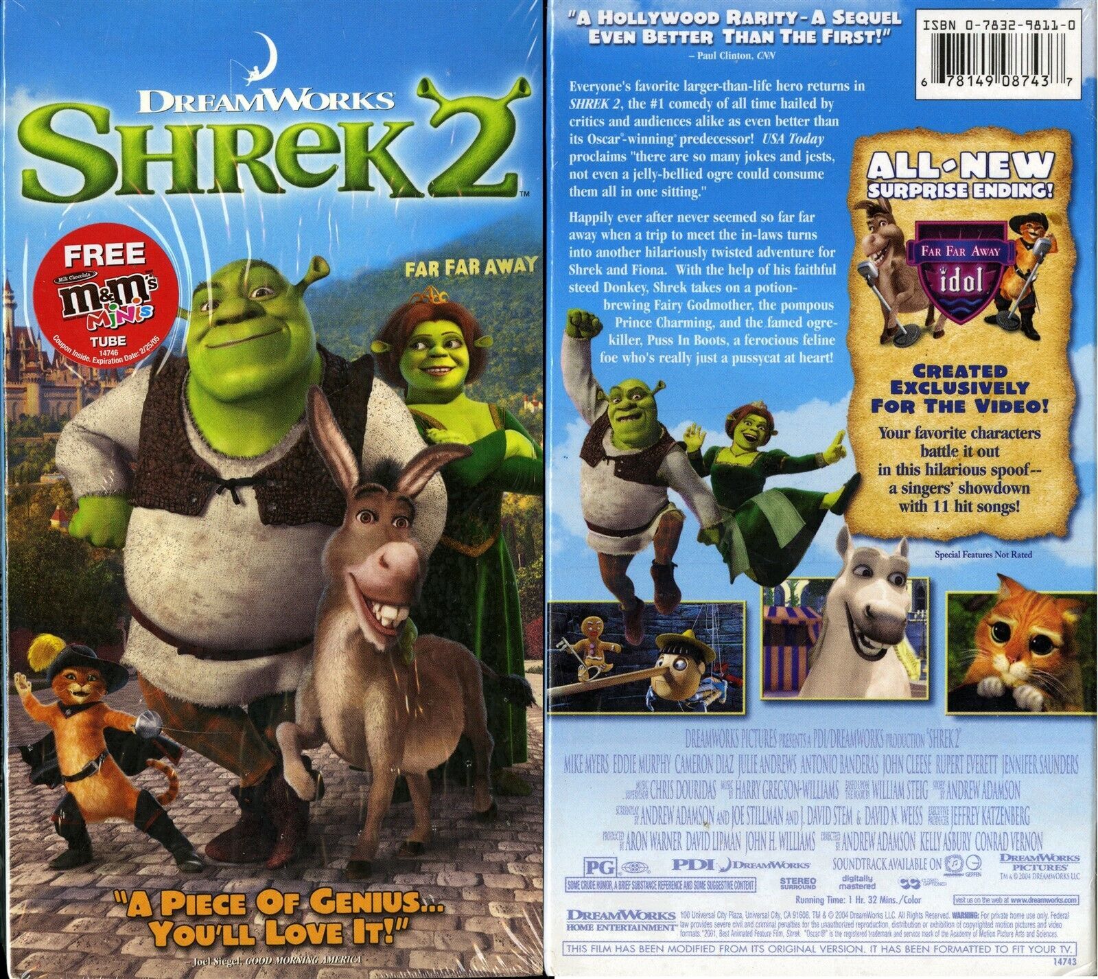 SHREK 2 VHS CAMERON DIAZ DREAMWORKS VIDEO CLAMSHELL CASE NEW SEALED 