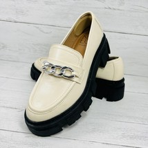No Bo No Boundaries 6 Shoes Platform Lug Loafers Slip On Beige Silver Chain - £47.20 GBP