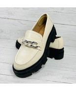 No Bo No Boundaries 6 Shoes Platform Lug Loafers Slip On Beige Silver Chain - £47.01 GBP