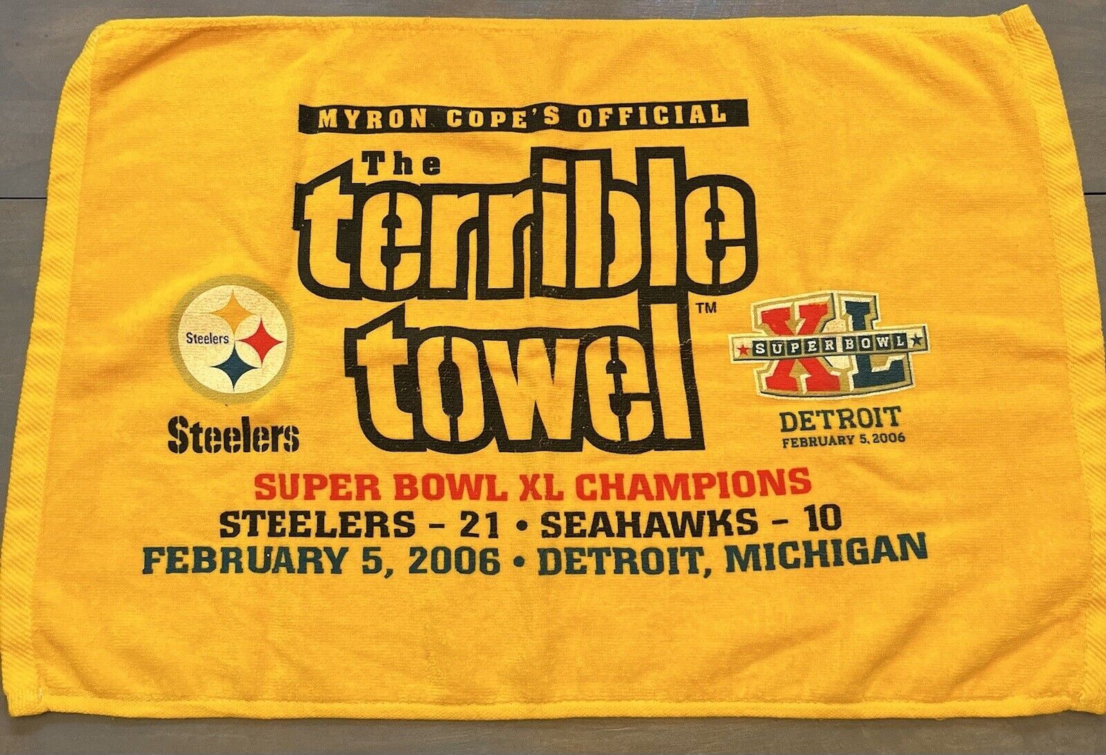 Myron Cope&#39;s Pittsburgh Steelers Official Terrible Towel 2006 Super Bowl... - $12.49