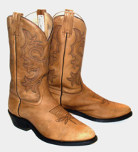 Canada West Men&#39;s Tan Brown Leather Western Cowboy Boots Size 10 3E Style 5539 - £78.15 GBP