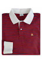 Brooks Brothers Slim Fit Red Navy Striped L/S Polo Shirt, Large L 7890-6 - $92.95