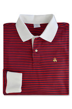 Brooks Brothers Slim Fit Red Navy Striped L/S Polo Shirt, Large L 7890-6 - £73.65 GBP