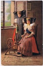 Postcard Two Ladies In Costumes With Spinning Wheel - £7.83 GBP