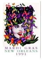 Mardi Gras New Orleans Frankie Flores Vintage 1991 Postcard Jester Art 4x6 - $8.70