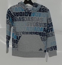 Adidas Gray Blue Lettering Small 8 Pullover Hoodie with Front Pocket image 1