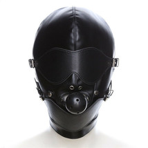 Adult unisex PU Leather,Black Sexy Leather Mask, Gimp Head Harness - £23.64 GBP