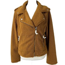 Sherpa Moto Jacket Sz Large Women&#39;s Brown Max Studio Coat - £35.50 GBP