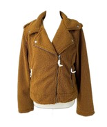 Sherpa Moto Jacket Sz Large Women&#39;s Brown Max Studio Coat - £35.03 GBP
