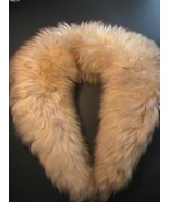 Real genuine lamb fur collar detachable 41&quot; large tan beige caramel line... - £119.75 GBP
