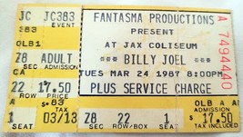 Used Billy Joel Ticket Stub Jax Coliseum Jacksonville FL March 24, 1987 - £7.58 GBP