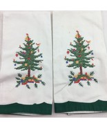 Cross Stitch Christmas Tree Holiday Tea Towel Set Hand Bathroom Needlepoint - £23.59 GBP