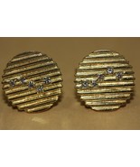 14K Yellow Gold Groove Round Diamond Cufflinks Men&#39;s Vintage Jewelry 12.... - $1,452.84 CAD