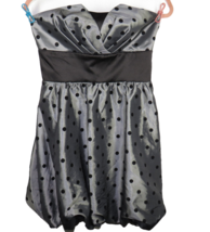 Trixxi Size 5 Gray Black Polka Dot Strapless Bubble Hem Special Occasion Dress - £35.39 GBP