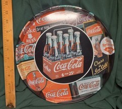 Vintage Metal Coca-Cola Round Serving Tray &quot;1950s 6 Pack Carton&quot;-1998 ~12&quot; Round - £11.17 GBP