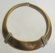 Vintage  Collar Necklace gold tone and &quot;diamonds&quot; signed Monet  - £63.52 GBP