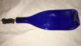 Flattened Wine Bottle Cheese Platter Colbalt Blue Server Flat Cork Bear Spreader - £15.93 GBP