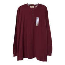 St. John&#39;s Bay Mens Burgundy Long Sleeve Ribbed T-Shirt Top Medium New Old Stock - £7.80 GBP