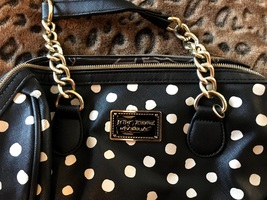 Betsey Johnson Purse Black White Polka Dot Handbag - $21.56