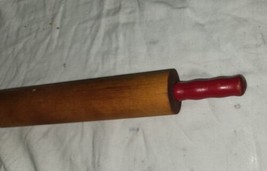 Vintage Wood Red Handle Rolling Pen Pie Maker Kitchen Cooking Baking - £14.85 GBP