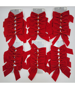 Red Velvet Christmas Holiday Bow Decorations Tree Decor 4.5 in. Bows Lot... - £9.43 GBP
