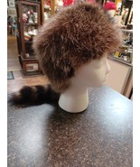 Coonskin Cap Hat Raccoon Skin Fur Hat Mountain Man Davey Crockett Rendez... - $849.58 MXN