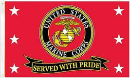 SERVED WITH PRIDE MARINES FLAG ARMED FORCES 3X5 FT OFFICIALLY LICENSED - £18.76 GBP