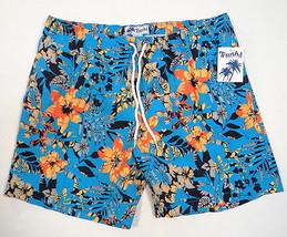 Trunks Surf &amp; Swim Co. Blue Floral San O Swim Trunks Water Shorts Men&#39;s NWT - £40.08 GBP