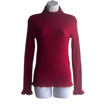 Marc Cain Womens Small N2 Wool Cashmere Blend Sweater Red High Neck Ribb... - $121.54