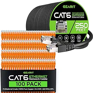 GearIT 100Pack 1ft Cat6 Ethernet Cable &amp; 250ft Cat6 Cable - £295.23 GBP