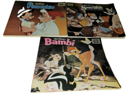 Walt Disney Read-Aloud Books 1980&#39;s Snow White Bambi Pinocchio HARMONY f... - $58.04
