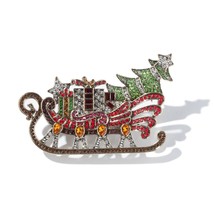 Heidi Daus Dazzling Through the Snow Crystal Sleigh Christmas Pin - £95.16 GBP